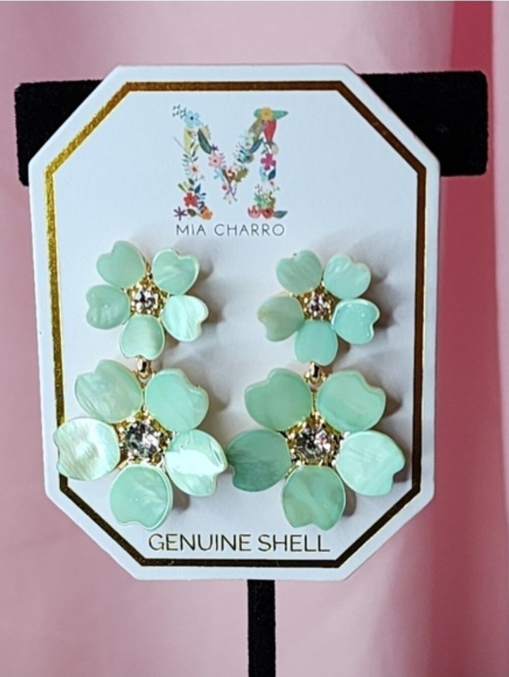 Mia Charro Mint Green Flower Earrings - Picture 3 of 4